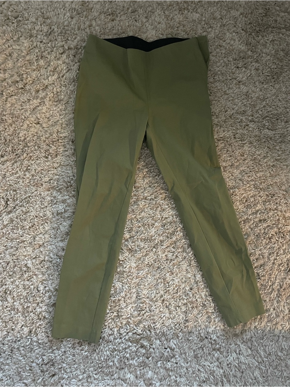 Olive Green Slim Ankle Dress Pants
